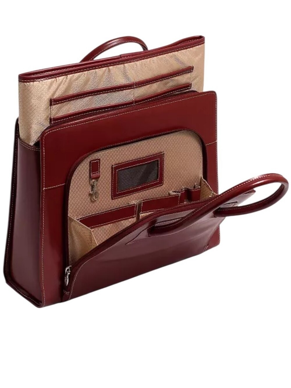 McKlein Women's Leather Briefcase Attache Bag - Wine Red - Picture 5 of 16